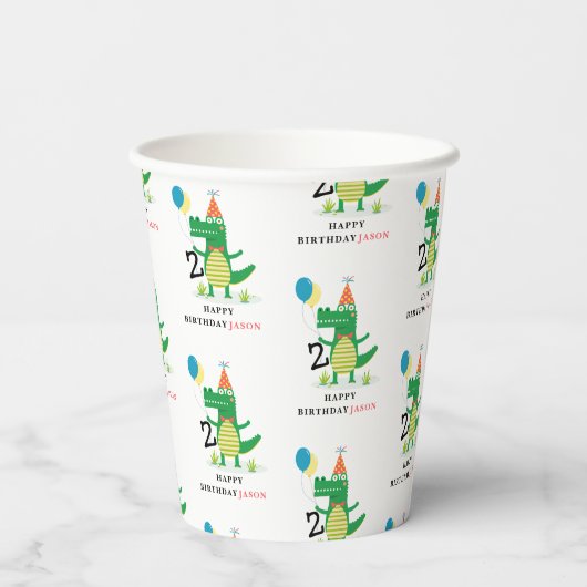 オースナップキュートアリゲーターインスワンプ子供の誕生日 紙コップ (裏面)