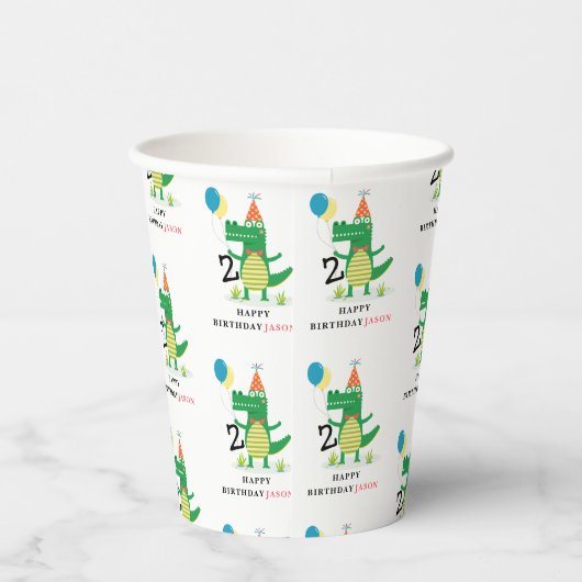 オースナップキュートアリゲーターインスワンプ子供の誕生日 紙コップ (右)