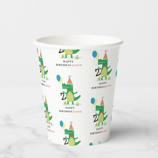 オースナップキュートアリゲーターインスワンプ子供の誕生日 紙コップ (正面)