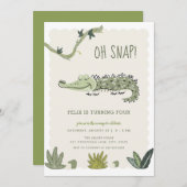 オースナップスワンプクロコダイル誕生日招待状 招待状 (正面/裏面)