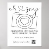 オースナップ ウェディング フォト ハッシュタグ パーソナライズド ポスター (正面)