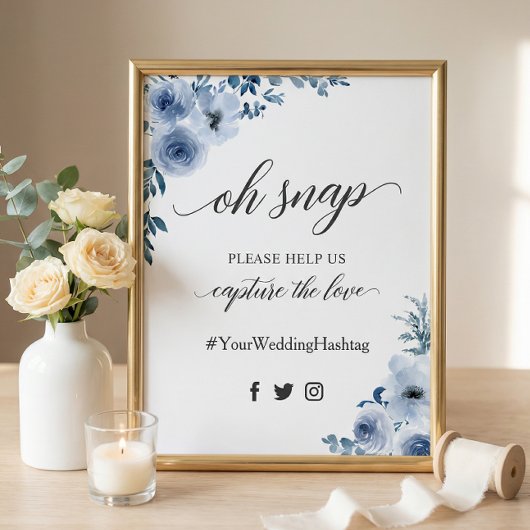 オースナップ ハッシュタグ ボヘミアンダスティーブルー フラワープレート ポスター