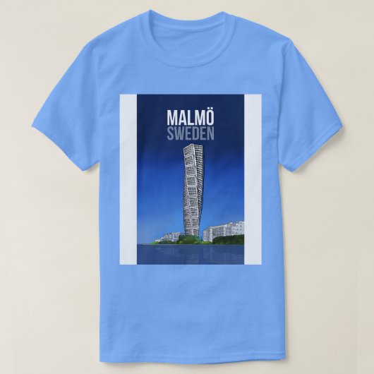 オースンド海峡マルモスウェーデンスカンジナビア Tシャツ (デザイン正面)