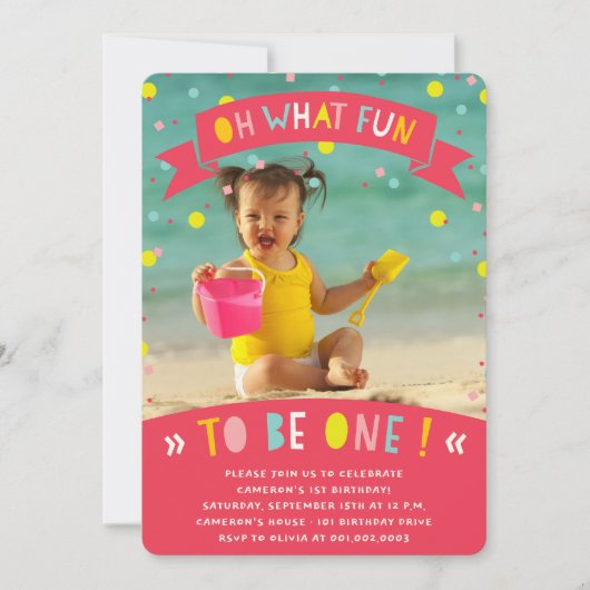 オーズおもしろい紙吹雪ファースト誕生日パーティー招待状 招待状 (正面)