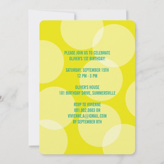 オーズおもしろい紙吹雪ファースト誕生日パーティー招待状 招待状 (裏面)