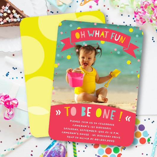 オーズおもしろい紙吹雪ファースト誕生日パーティー招待状 招待状