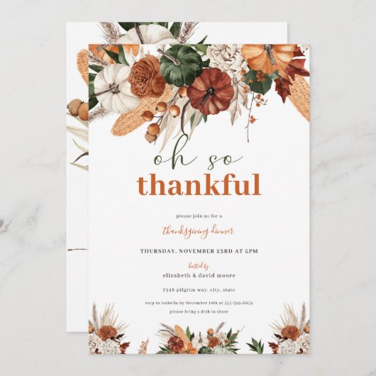 オーソサンクスギビングディナー招待状 招待状 (正面/裏面)