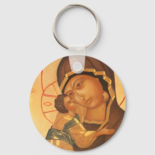 オーソドックスヴァージンマリアとベビーイエス キーホルダー (正面)