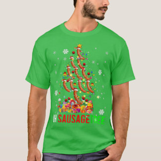 オーソーセージツリーおもしろいクリスマスツリーライトサンタサウザグ Tシャツ