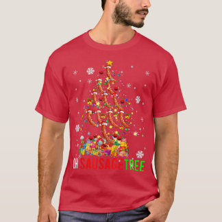 オーソーセージツリーおもしろいクリスマスツリーライトサンタサウザグ Tシャツ