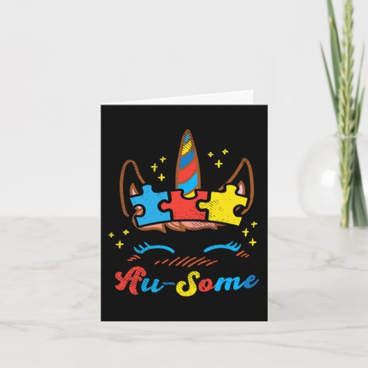 オーソームユニコーン顔パズル自閉症啓発ASLギ カード (正面)