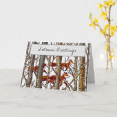 オータエレガントムキツネウッズツリー秋絵画ズポエトリー カード (黄色い花)