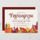オータムの色彩 | フレンドギビング・ディナー・パーティー 招待状 (正面/裏面)