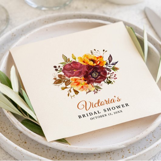 オータムをテーマにした紙ナプキン、標準的なカクテルサイズ スタンダードカクテルナプキン