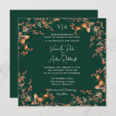 オータムアコーンリースエメラルド結婚ズ 招待状 (正面/裏面)