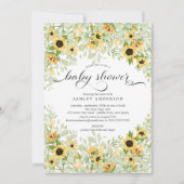 オータムイエローひまわりフラワーベイビーシャワー 招待状 (正面)