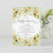 オータムイエローひまわりフラワーベイビーシャワー 招待状 (スタンド正面)