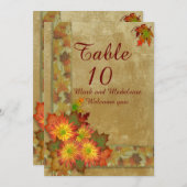 オータムウェディングのテーブルナンバーカード 招待状 (正面/裏面)