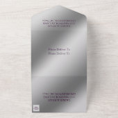 オータムウェディングスパークルリーフパープルシルバー オールインワン招待状 (外側)