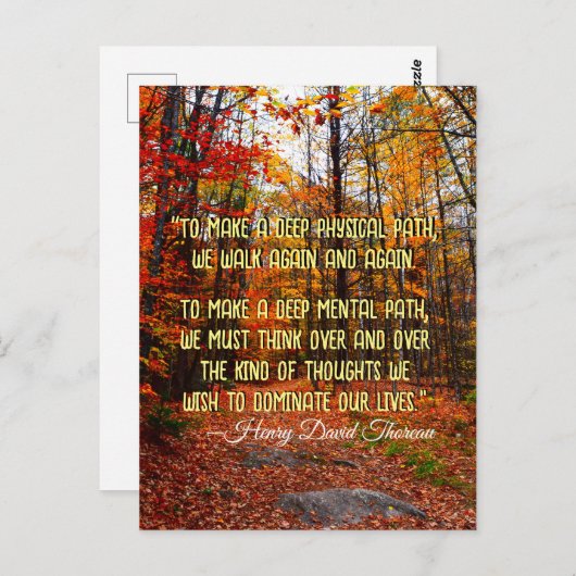 オータムウッズニューハンプシャーやる気を起こさせる引用文 ポストカード (正面/裏面)