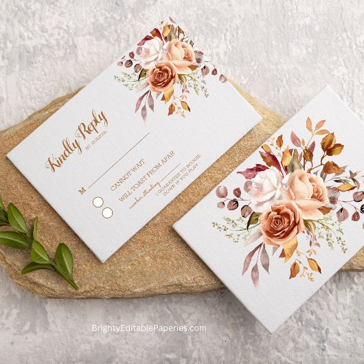 オータムエレガンス テラコッタ ダリア ウォーターカラー RSVP エンクロージャーカード