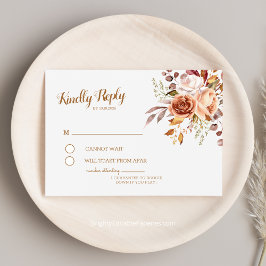 オータムエレガンス テラコッタ ダリア ウォーターカラー RSVP エンクロージャーカード