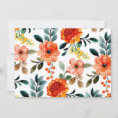 オータムオレンジウォーターカラーフローラブライダルシャワー 招待状 (裏面)