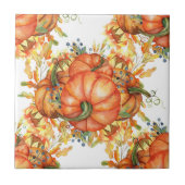 オータムオレンジカボチャイラストレーション タイル (正面)