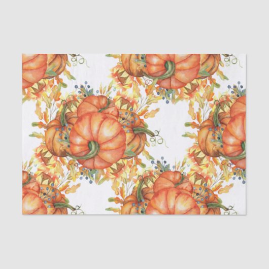 オータムオレンジカボチャイラストレーション 薄葉紙 (正面)