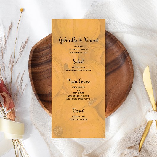 オータムオレンジカボチャ結婚のメニュー メニュー