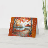 オータムオレンジガゼボパークサンクスギビング カード (正面)