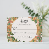 オータムオレンジグリーンフローラウォーター結婚カラー 出欠カード (スタンド正面)