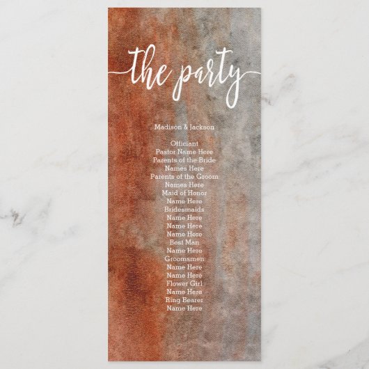 オータムオレンジグレーウォーター結婚式 プログラム (裏面)