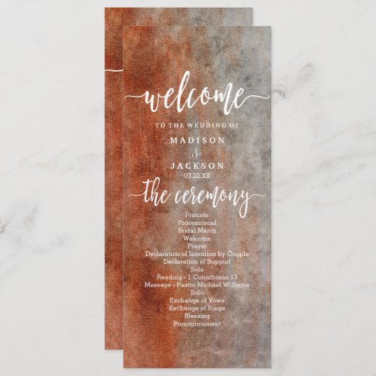 オータムオレンジグレーウォーター結婚式 プログラム (正面/裏面)