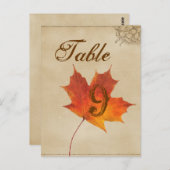 オータムオレンジ結婚紅葉のテーブル番号 ポストカード (正面/裏面)
