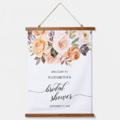 オータムオレンジ金ゴールドフローラブライダルシャワー歓迎 吊り下げ型タペストリー (正面)
