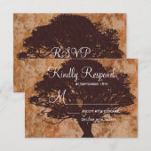 オータムオークの木のシルエット秋の結婚式RSVPカード 出欠カード (正面/裏面)