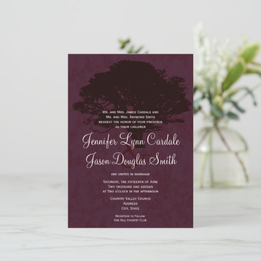 オータムオークツリーシルエット秋の結婚式招待状 招待状 (スタンド正面)