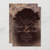 オータムオークツリーシルエット秋の結婚式招待状 招待状 (正面/裏面)