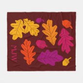 オータムオ葉ーク&ドモノグラムのンリン フリースブランケット (正面(横))