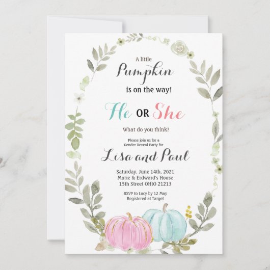 オータムカプキンズ秋ジェンダーリビール招待状 招待状 (正面)