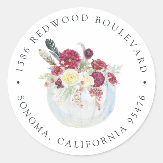 オータムカボチャ差出人住所 ラウンドシール (正面)