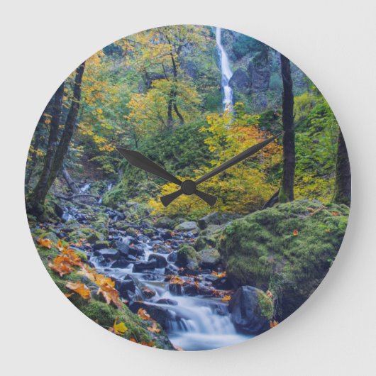 オータムカラーアロングスタベーションクリーク滝2 ラージ壁時計 (正面)