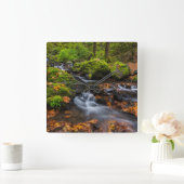 オータムカラーアロングスタベーションクリーク滝 スクエア壁時計 (ホーム)