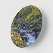 オータムカラーアロングスタベーションクリーク滝 ラウンド壁時計 (傾斜)