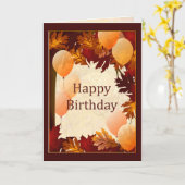 オータムカラーズツリー葉ハッピーバースデー カード (黄色い花)