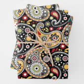 オータムカラーズボヘエレガントミアンバロックペイズリー ラッピングペーパーシート (インサイチュ)