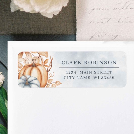 オータムカンプキンズオレンジグレー差出人住所ラベル ラベル