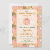 オータムカンプキンファースト誕生日名前をカスタムする 招待状 (正面)