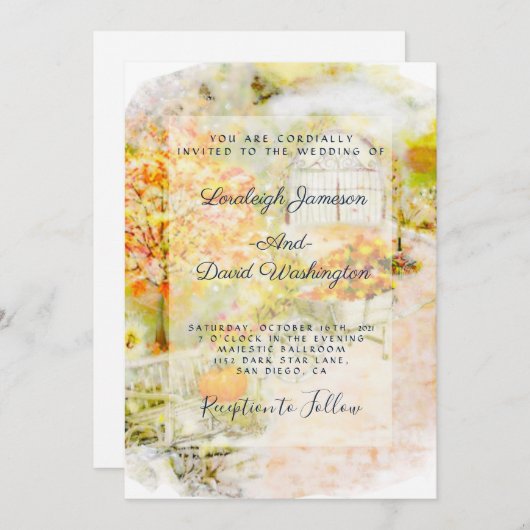 オータムガーデンでの結婚式招待状 招待状 (正面/裏面)